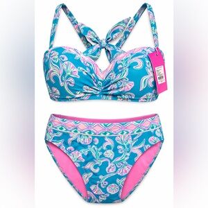 Lilly Pulitzer Two-Piece Bikini Top And Bottom Women Size 16 NWT TURQUOISE Teal